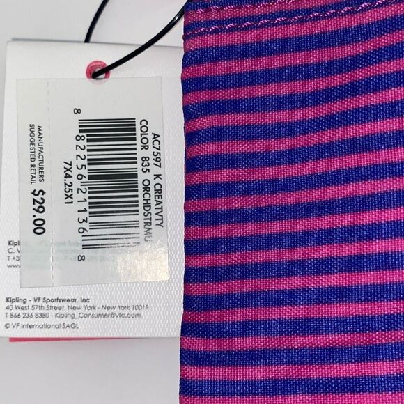 Kipling Women's Purple Orchid Striped AC7597 Creativity Pouch NWT - Picture 5 of 6